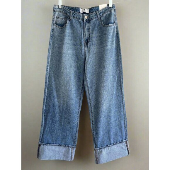 Flying Angel NWT Wide Leg Cuffed Jeans  11 or 30 - Picture 1 of 4